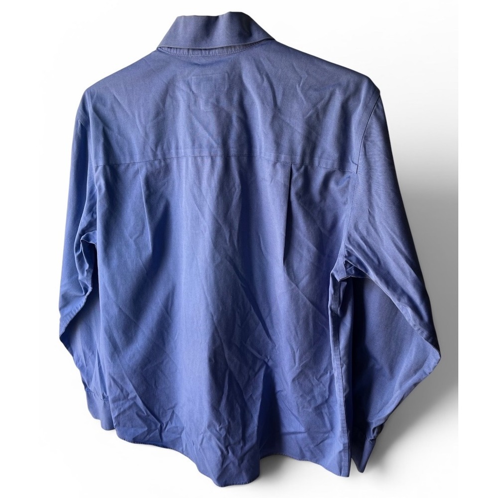 Talbots Wrinkle Resistant Blue Button Front Shirt Size 4 100% Cotton Long Sleeve - Picture 5 of 7